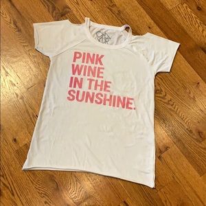 CHASER Cold Shoulder Pink Wine in the Sunshine Tee XS NWOT